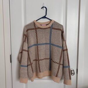 Pink Lily Brown Blue Cream White Crewneck Sweater